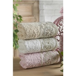 Evanora Adelina Flower Soft Fransız Güpürlü Çeyizlik Pamuklu 3 Adet 30 X 50 El Yüz Mutfak Havlusu Çeyiz Seti evnr-hvlsti-gupur-1