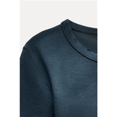 FADED-EFFECT RIB T-SHIRT