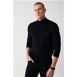Avva Erkek Lacivert Yarım Balıkçı Yaka Tüylenmeyen Standart Fit Normal Kesim Unisex Triko Kazak E005001
