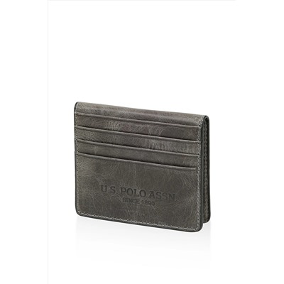 U.S. Polo Assn. US Polo Assn 23826 Unisex Hakiki Deri kartlık/cüzdan GRİ 23uu.s0027