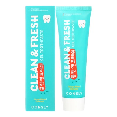 CONSLY Clean&amp;Fresh Gingko Biloba &amp; Seaweed Gel Toothpaste Гелевая зубная паста Clean&amp;Fresh с экстрактами гинкго билоба и морских водорослей 105г