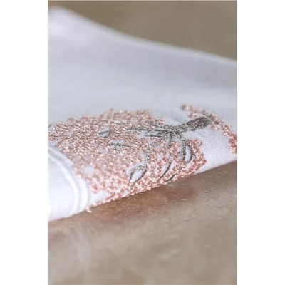 Orva Nakışlı %100 Pamuk 2'li El Havlusu - Beyaz - 30x45 cm