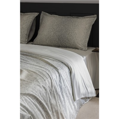 Elaine King Size %100 Pamuk Baskılı Saten Nevresim Takımı - Taş