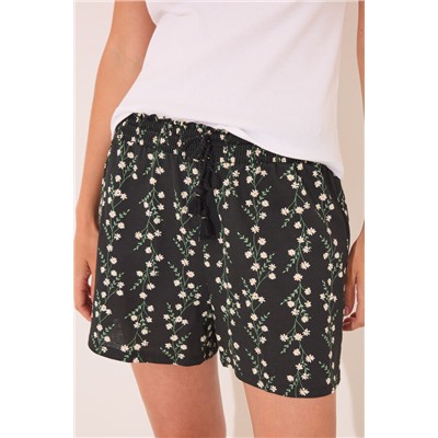 Pijama corto algodón canalé marfil