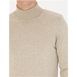 Kum Melanj Slim Fit Balıkçı Yaka Basic Triko Kazak