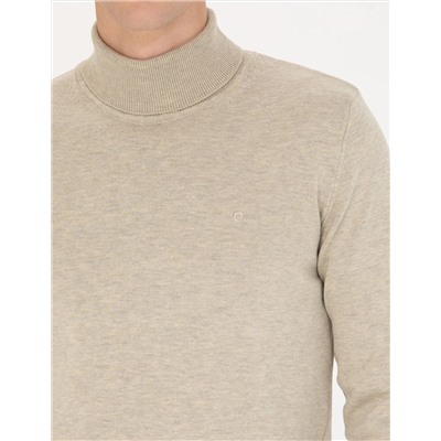 Kum Melanj Slim Fit Balıkçı Yaka Basic Triko Kazak