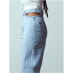 Jeans mit weitem Bein und Cut-outs an der Hüfte