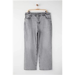 Gri Yüksek Bel Geniş Paça Büyük Beden Wide Leg Jeans TBBAW23CJ00020