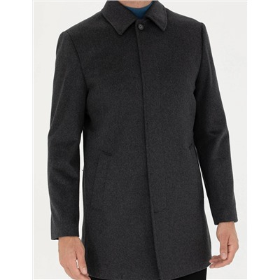 Antrasit Slim Fit Kaşe Kaban