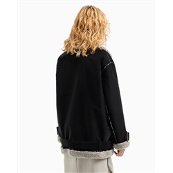 Faux shearling jacket with belt