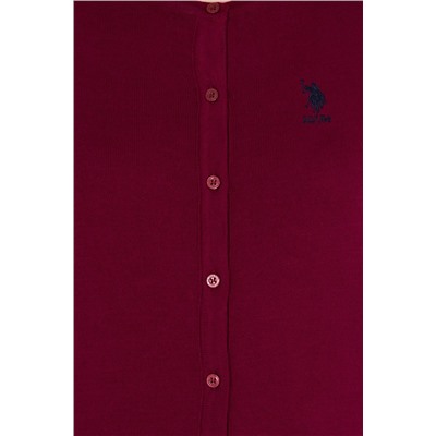 Kadın Bordo Basic Triko Hırka