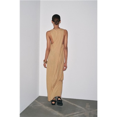 LINEN BLEND MIDI DRESS