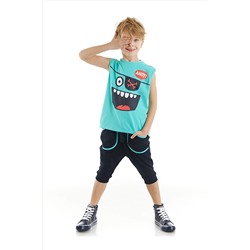 Denokids, Ahoy Erkek Çocuk T-shirt Kapri Şort Takım