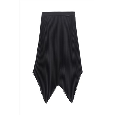 Falda plisada de talle alto Negro