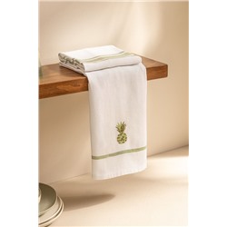 Grenade Nakışlı 2'li Pamuklu Kurulama Bezi - Beyaz/Yeşil