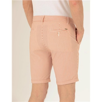 Turuncu Slim Fit Beli Lastikli Şort