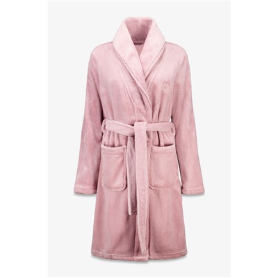 Bata midi polar aterciopelado rosa