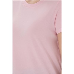 Kadın Açık Pembe Bisiklet Yaka Basic Tişört