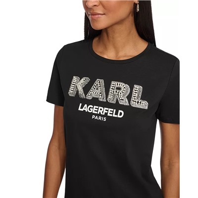 KARL LAGERFELD PARIS Women's Imitation-Pearl Karl T-Shirt