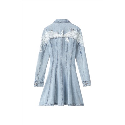 Vestido evasé vaquero Azul