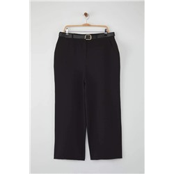 Özel Koleksiyon Siyah Wide Leg Premium Kemerli Büyük Beden Pantolon TBBAW26AR00001