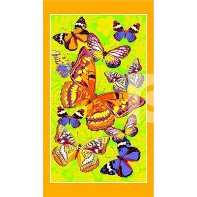 Полотенце банное "Бабочки"-желт. 80*150 см. вафля хлопок 100%