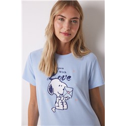 Camisón midi canalé rayas Snoopy