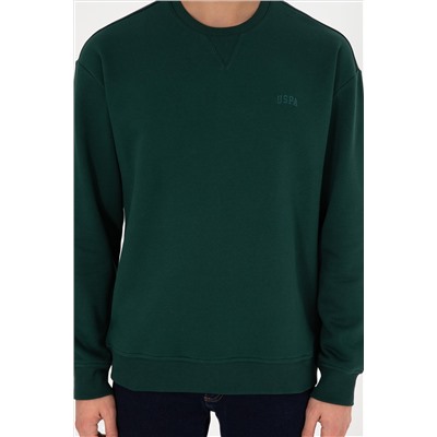 Erkek Koyu Yeşil Basic Sweatshirt