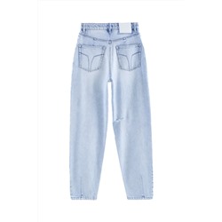 Vaquero mom fit de tiro alto Celeste