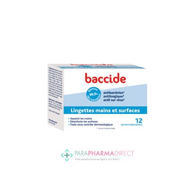 Baccide Lingettes Individuelles Mains & Surfaces x12
