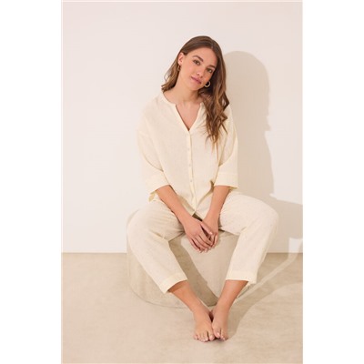 Pijama camisero muselina 100% algodón blanco