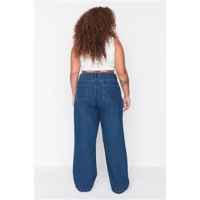 Mavi Yüksek Bel Geniş Kesim Jeans TBBAW23CJ00020