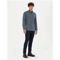 Lacivert Slim Fit Kanvas Pantolon