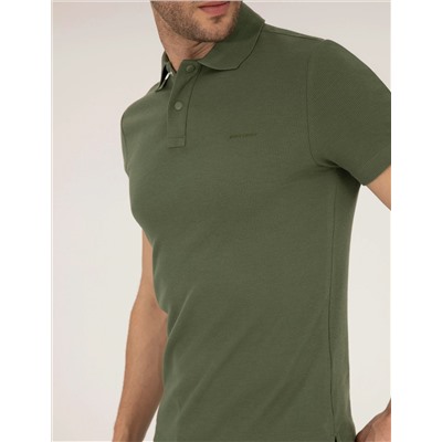 Haki Dokulu Slim Fit Polo Yaka Tişört