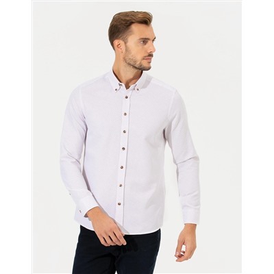 Bordo Slim Fit Uzun Kollu Gömlek