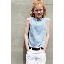 DENIM CROSSOVER TOP