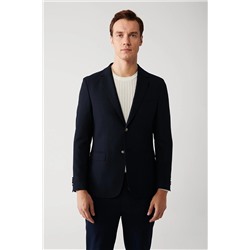 Avva Erkek Lacivert Mono Yaka Kapaklı Cepli Astarlı Çift Yırtmaçlı Metal Düğmeli Blazer Ceket A32Y4029