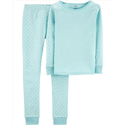 2-Piece Polka Dot Snug Fit Cotton PJs