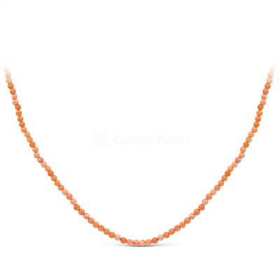 Колье из серебра с нат.кораллом родированное - 55 см 925 пробы 865503050Н33