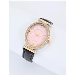 LADIES BLACK EMBOSSED STRAP WATCH