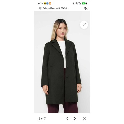 Однотонное женское шерстяное пальто средней длины Selecte*d