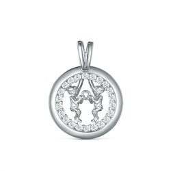 Подвеска из серебра с фианитами родированная - Близнецы 925 пробы П-2723-Р