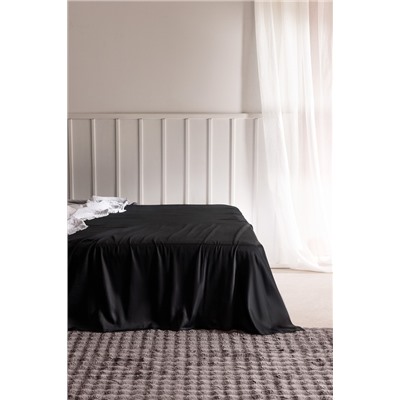 Ciel King Size %100 Pamuk Lastiksiz Saten Çarşaf - Siyah