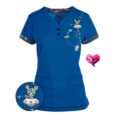 koi Scrubs tokidoki Space Cadet Y-Neck Top