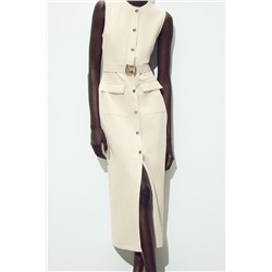 VESTIDO MIDI CREPE CINTURÓN