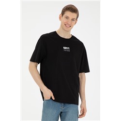 Erkek Comfort Fit Bisiklet Yaka Siyah Tişört