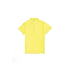 Kız Çocuk Neon Sarı Basic Polo Yaka Tişört