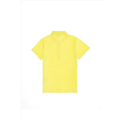 Kız Çocuk Neon Sarı Basic Polo Yaka Tişört