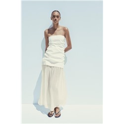 CONTRAST STRAPLESS MIDI DRESS