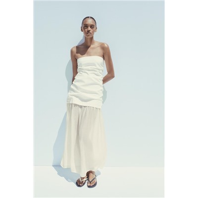 CONTRAST STRAPLESS MIDI DRESS